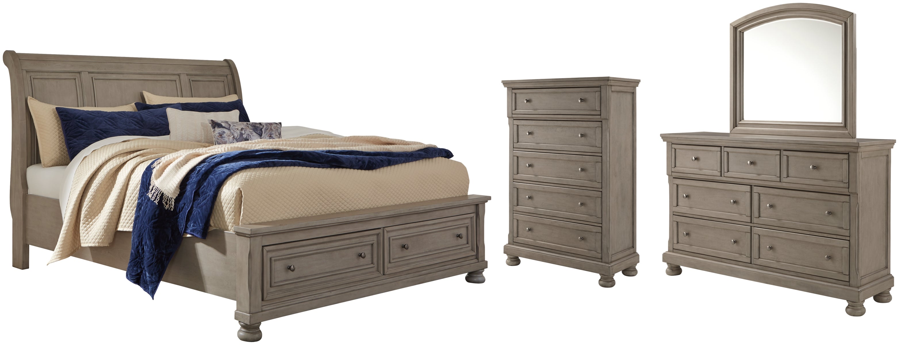 Lettner queen sleigh bed deals with 2 storage drawers