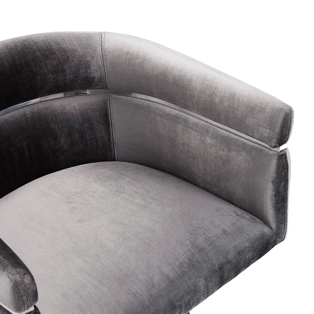 Modern Charcoal Velvet Swivel Accent Chair