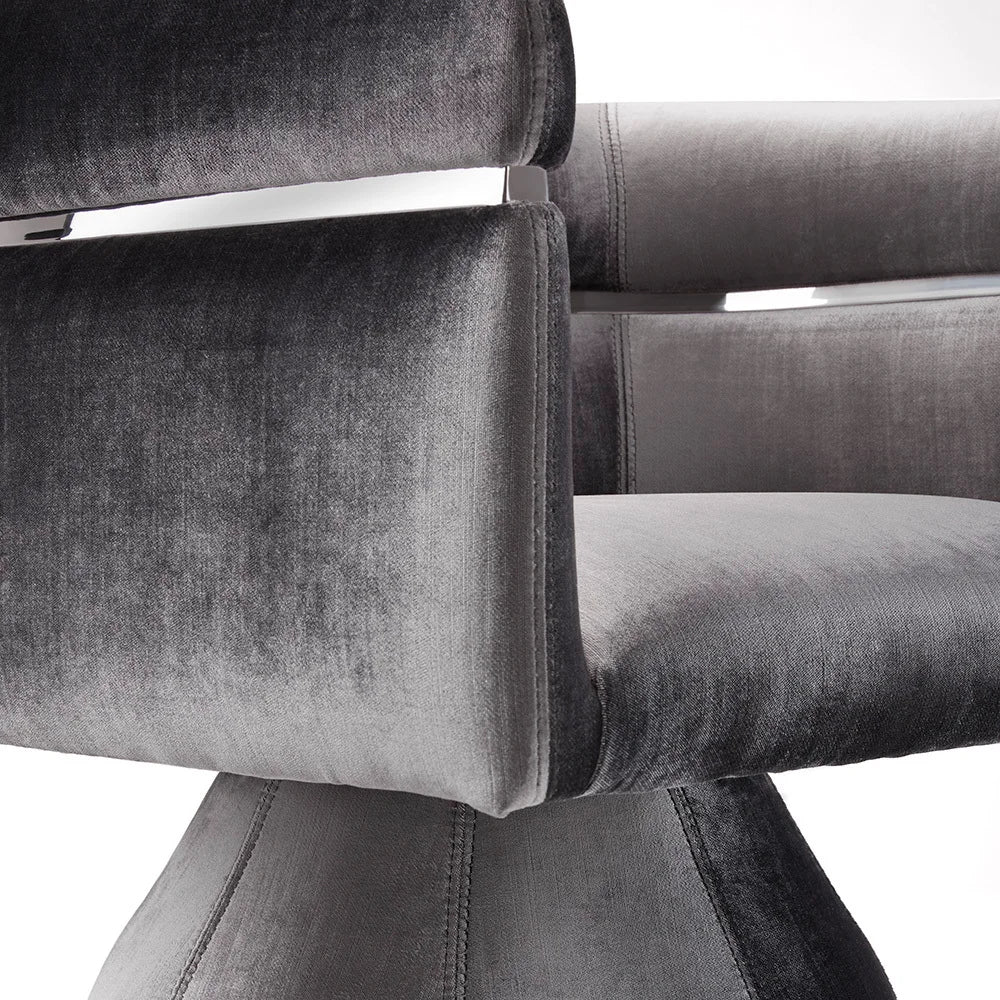 Modern Charcoal Velvet Swivel Accent Chair