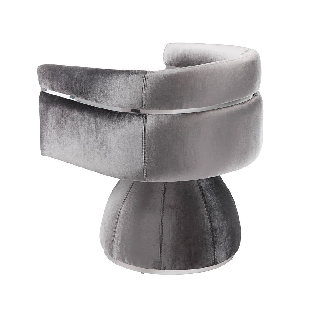 Modern Charcoal Velvet Swivel Accent Chair