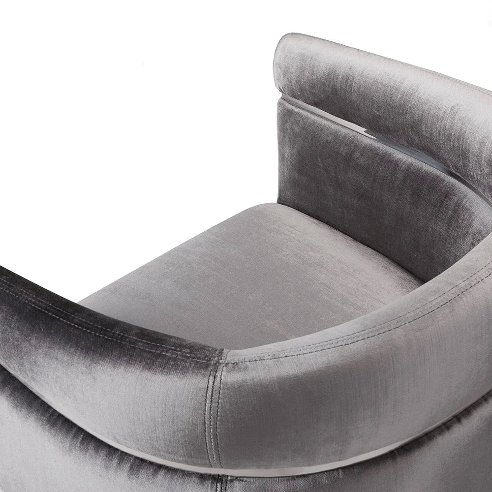 Modern Charcoal Velvet Swivel Accent Chair