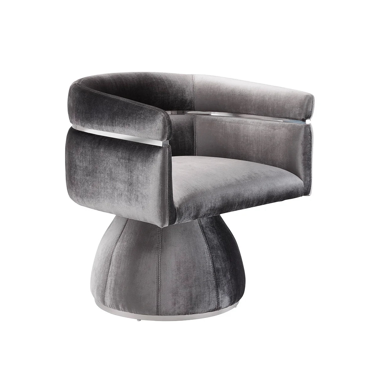 Modern Charcoal Velvet Swivel Accent Chair