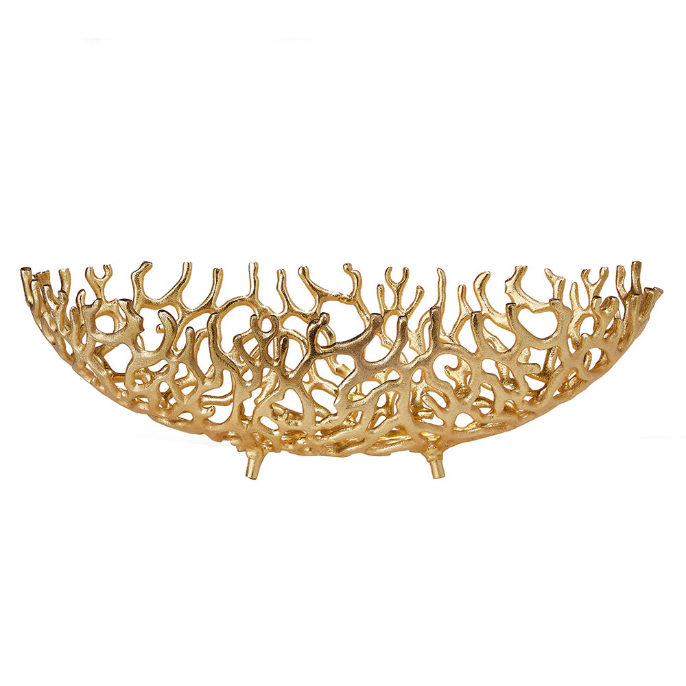 Elegant Aluminium Coral Bowl in Gold & Silver