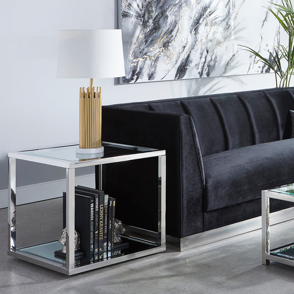 Product Title: Elegant Caspian Glass End Table