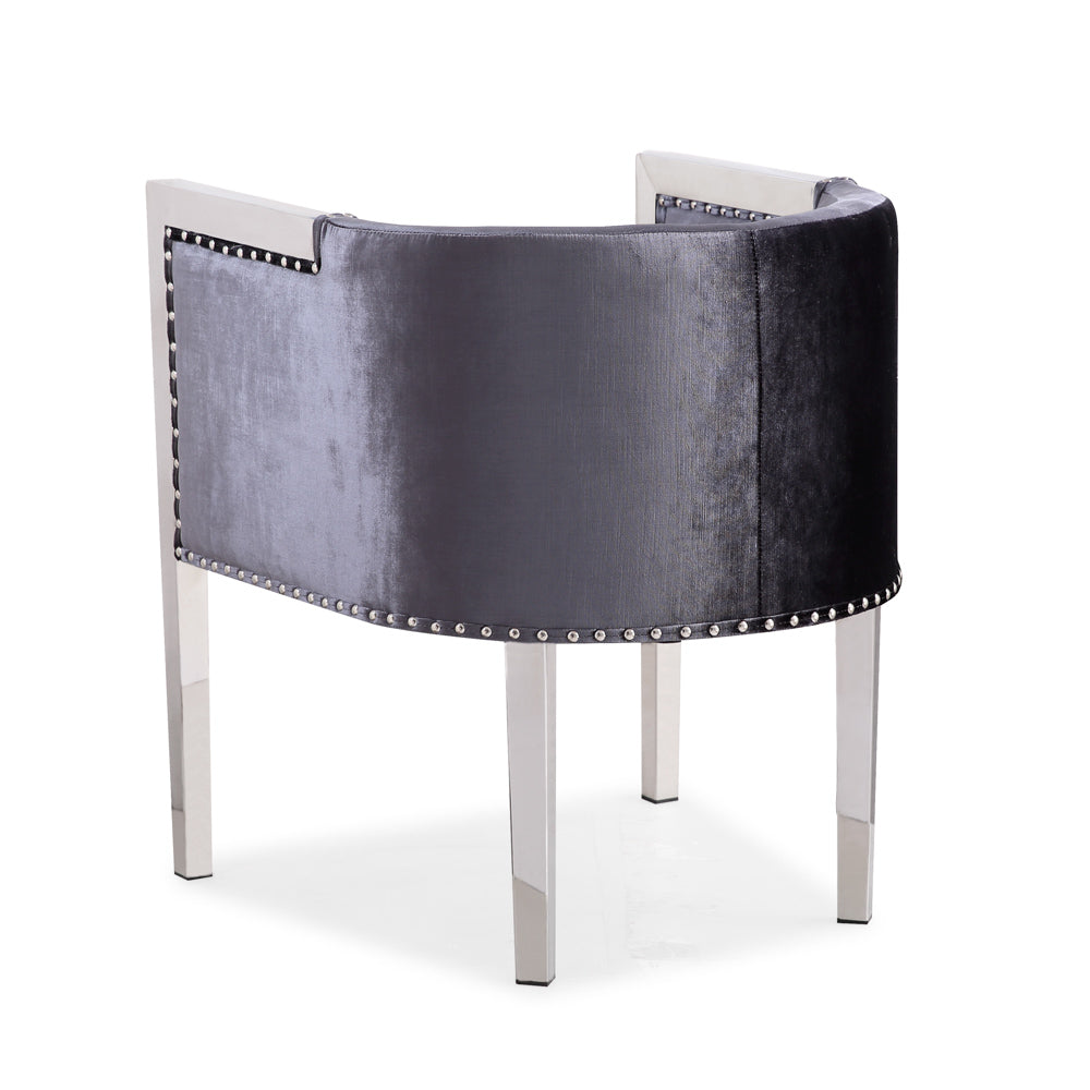 Luxurious  Velvet and Stainless Steel Accent Chair