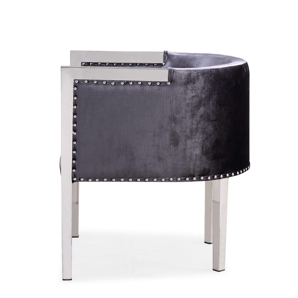 Luxurious  Velvet and Stainless Steel Accent Chair