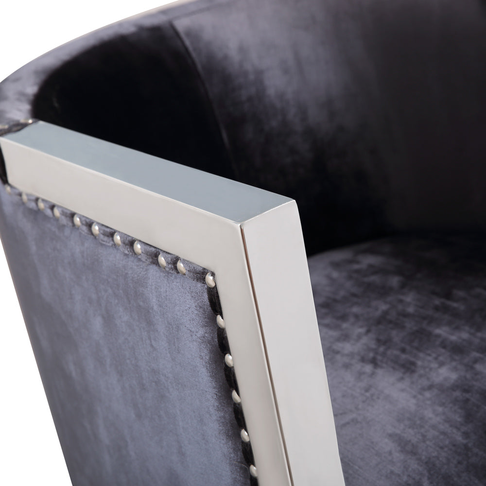 Luxurious  Velvet and Stainless Steel Accent Chair