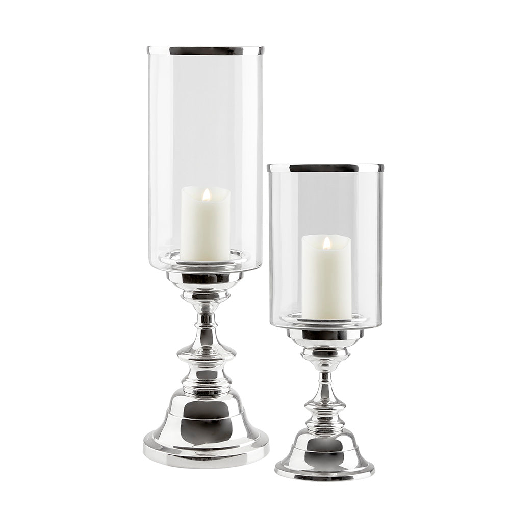 Sleek Allure Silver Candle Holder Duo