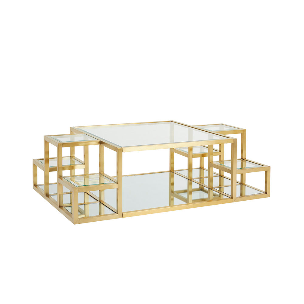 Luxurious Elmore Glass Coffee Table with Stainless Steel Frame