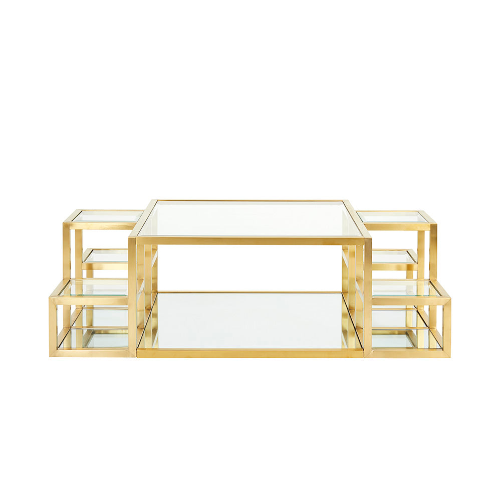 Luxurious Elmore Glass Coffee Table with Stainless Steel Frame