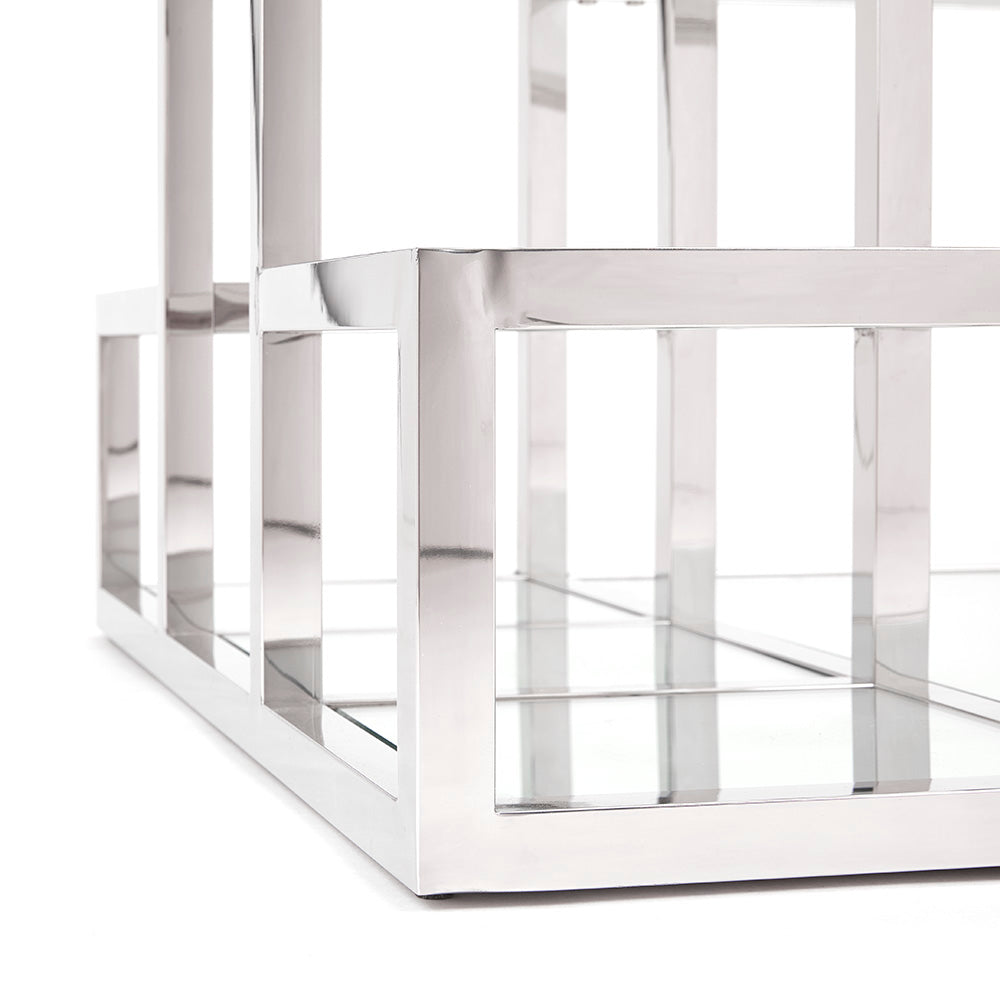 Luxurious Elmore Glass Coffee Table with Stainless Steel Frame