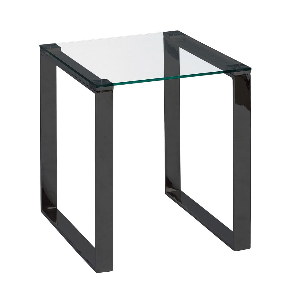 Sleek Noir Glass-Top Side Table