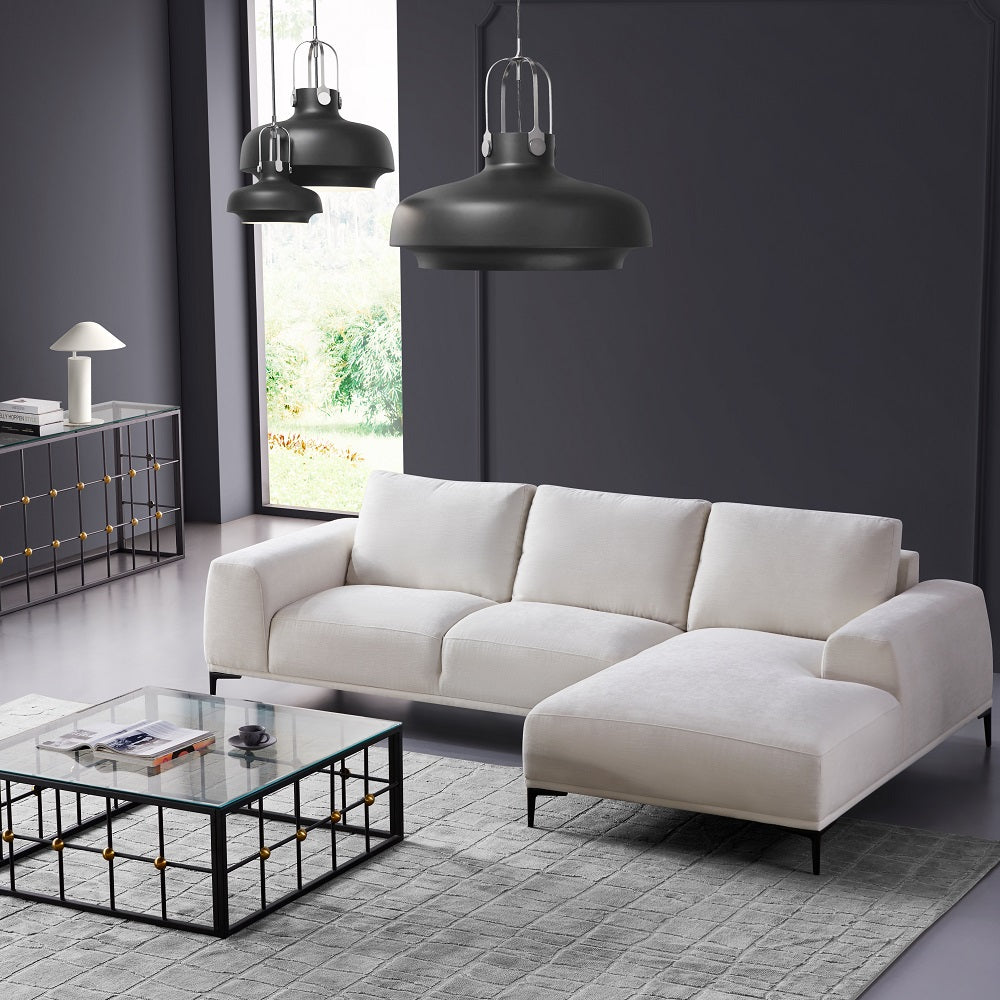 Luxurious Light Grey Linen Sectional Sofa