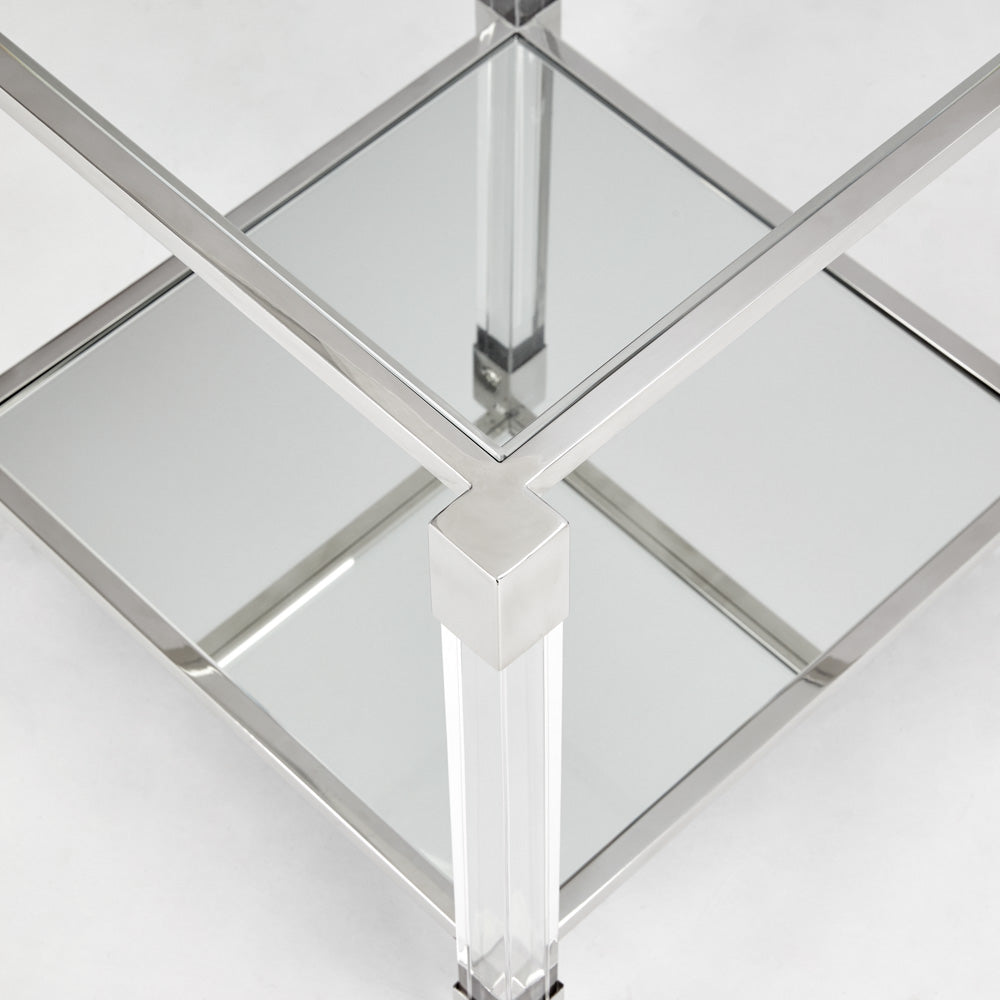 Sleek Elegance Glass-Top Acrylic and Steel End Table