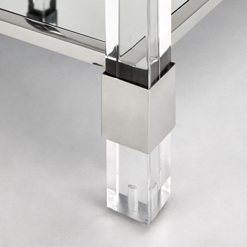 Sleek Elegance Glass-Top Acrylic and Steel End Table