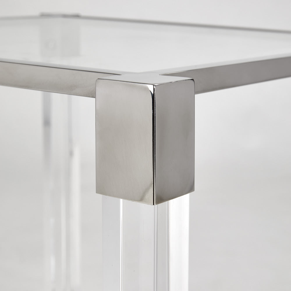 Sleek Elegance Glass-Top Acrylic and Steel End Table