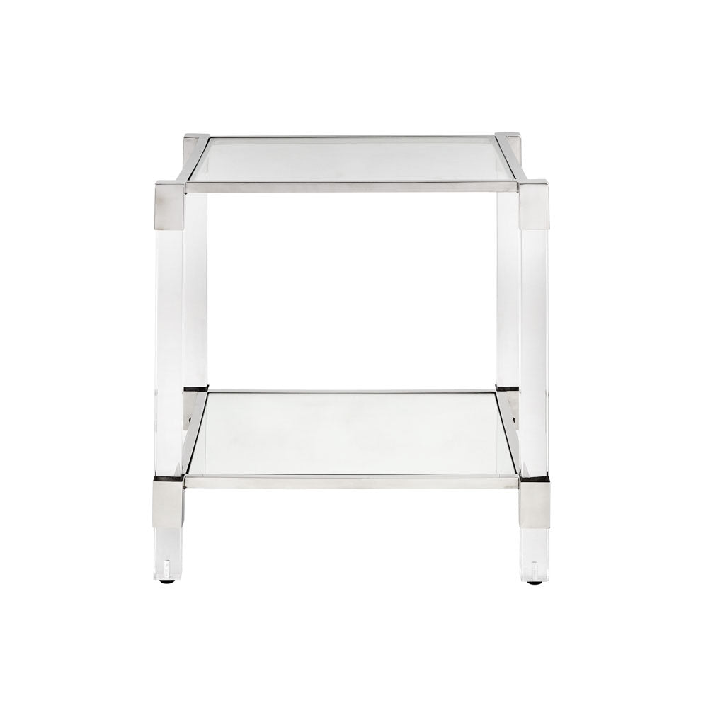 Sleek Elegance Glass-Top Acrylic and Steel End Table