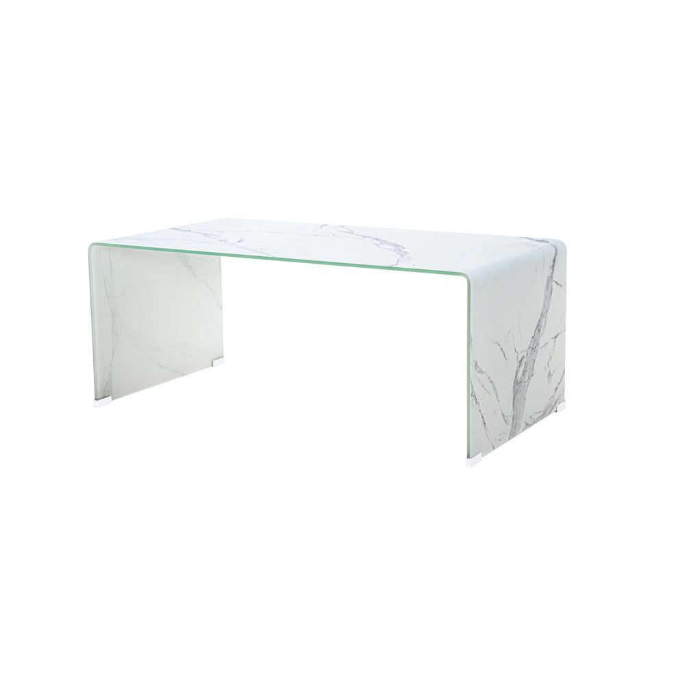 Chic Marble Essence Bent Glass Coffee Table