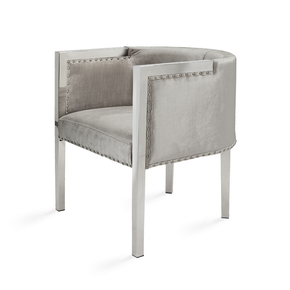 Luxurious  Velvet and Stainless Steel Accent Chair