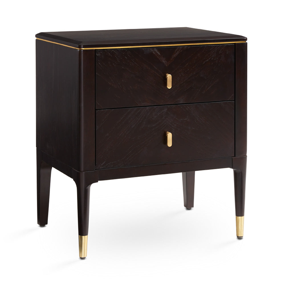 Chic Colette Bedside Table with Golden Accents