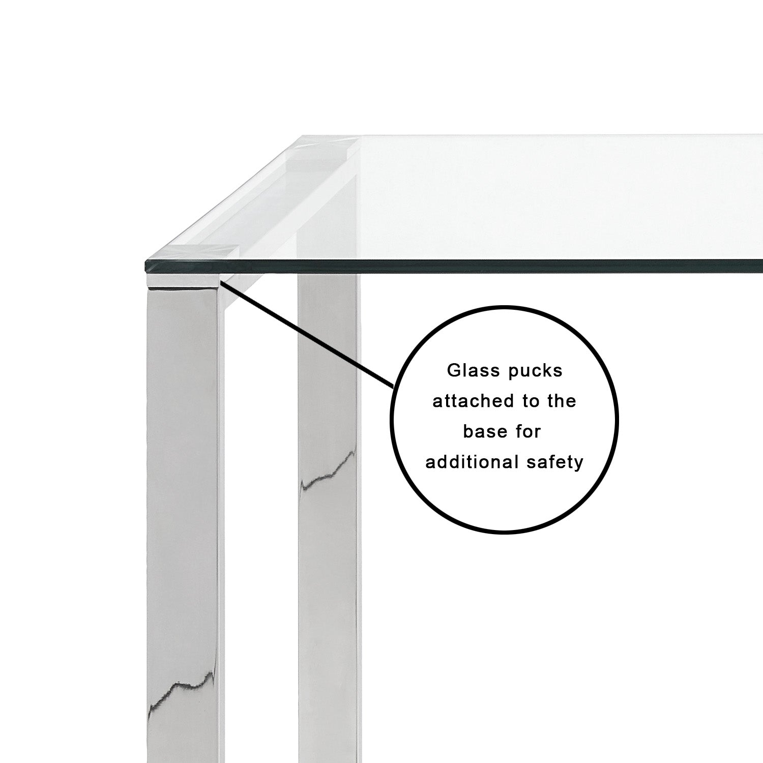 Sleek Silver Polished Stainless Steel & Glass Desk