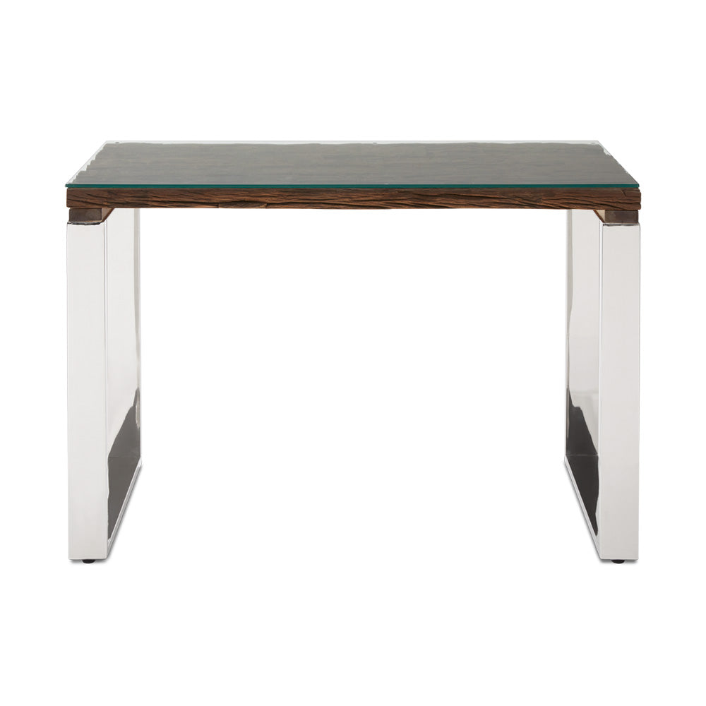 Modern Railwood Desk with Stainless Steel Base