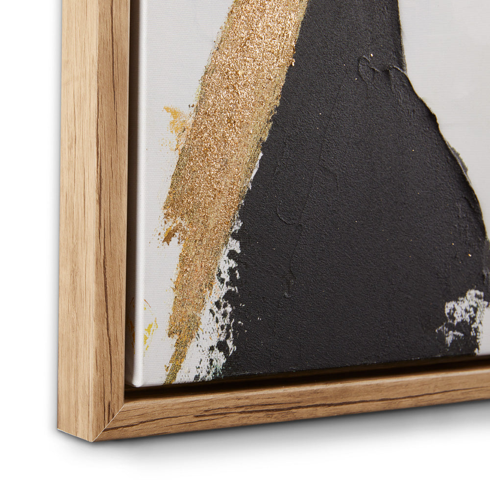 Texturized Abstract Canvas Art in White, Black & Gold