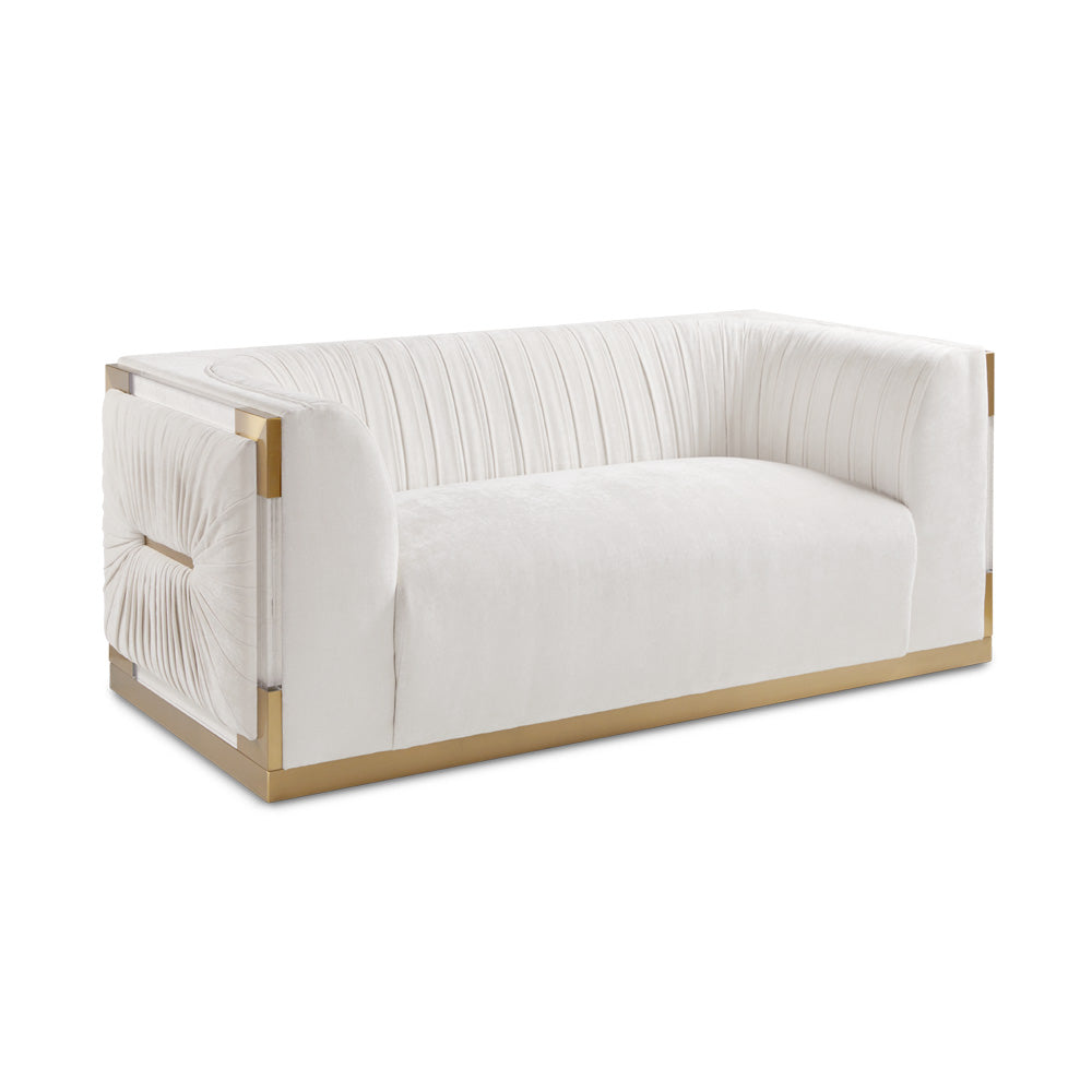 Vanilla Bliss Gold-Framed Loveseat