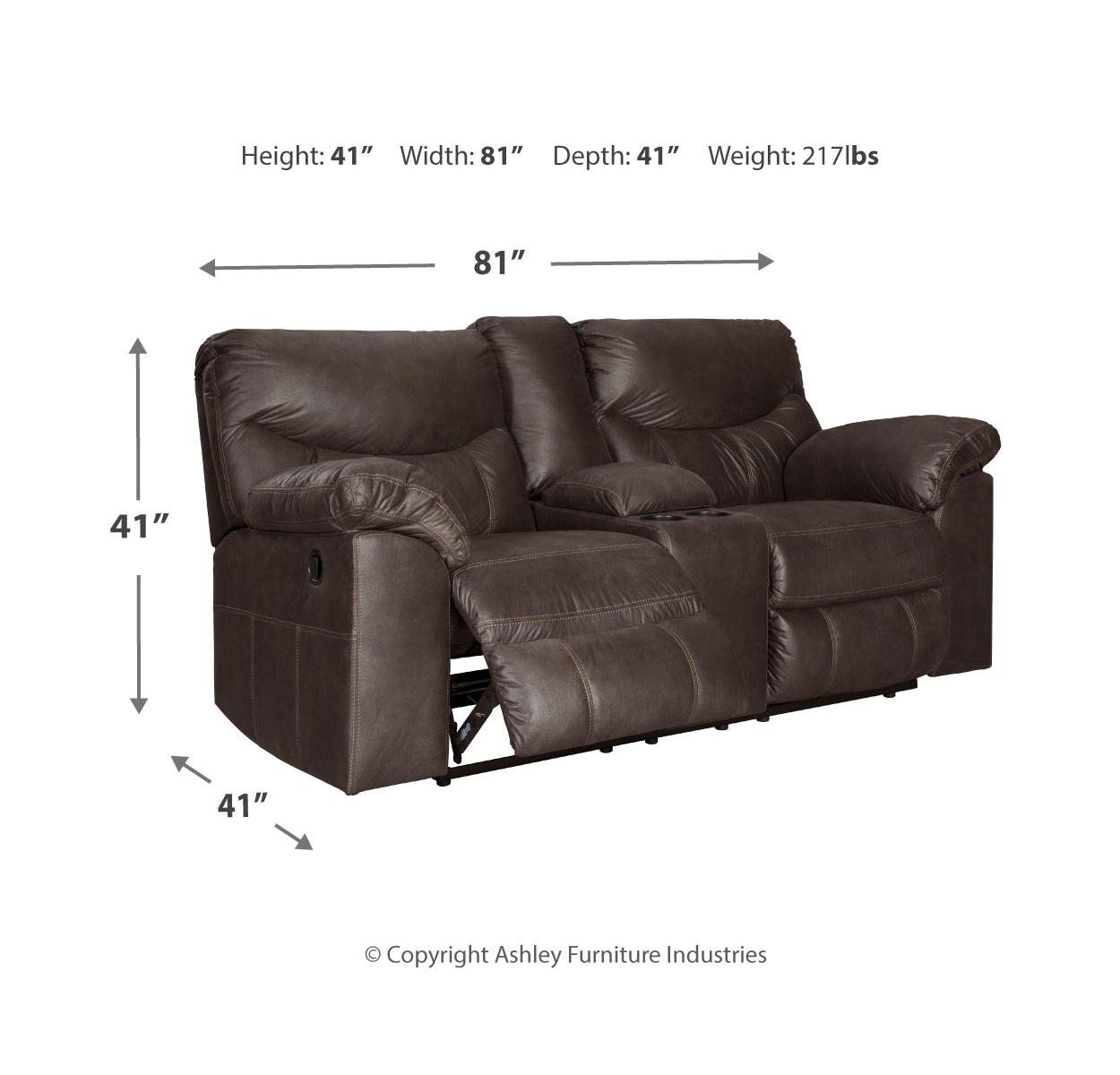 Boxberg Reclining Loveseat with Console