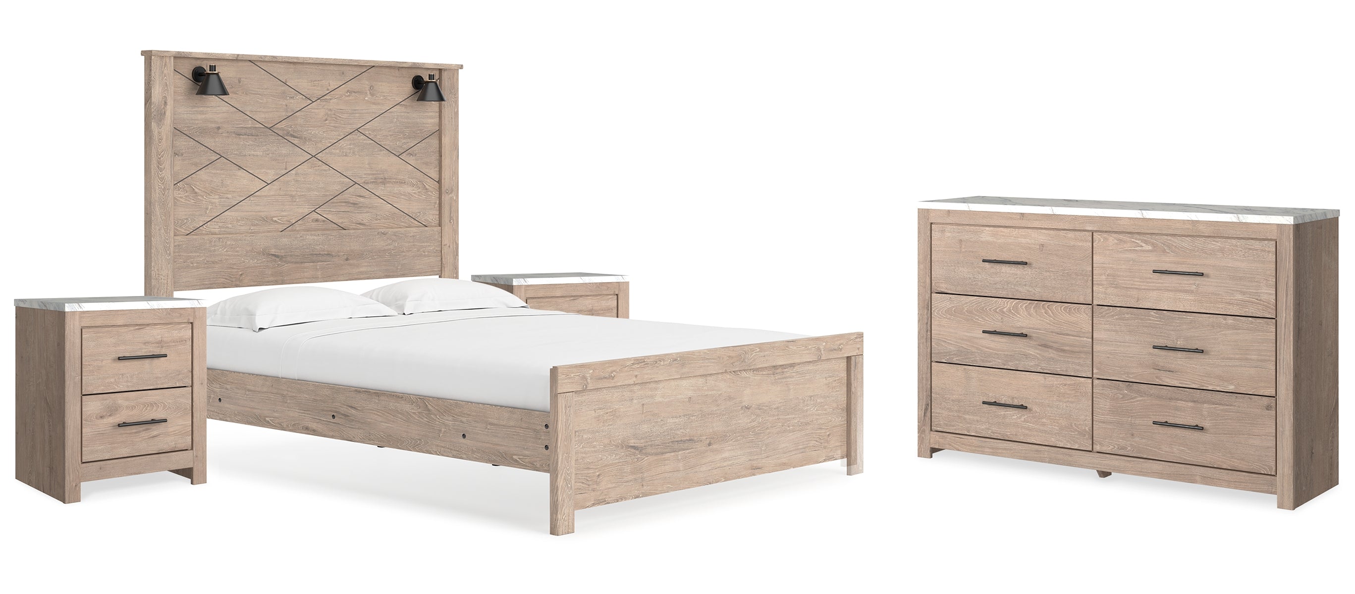 Senniberg Queen Panel Bed with Dresser and 2 Nightstands