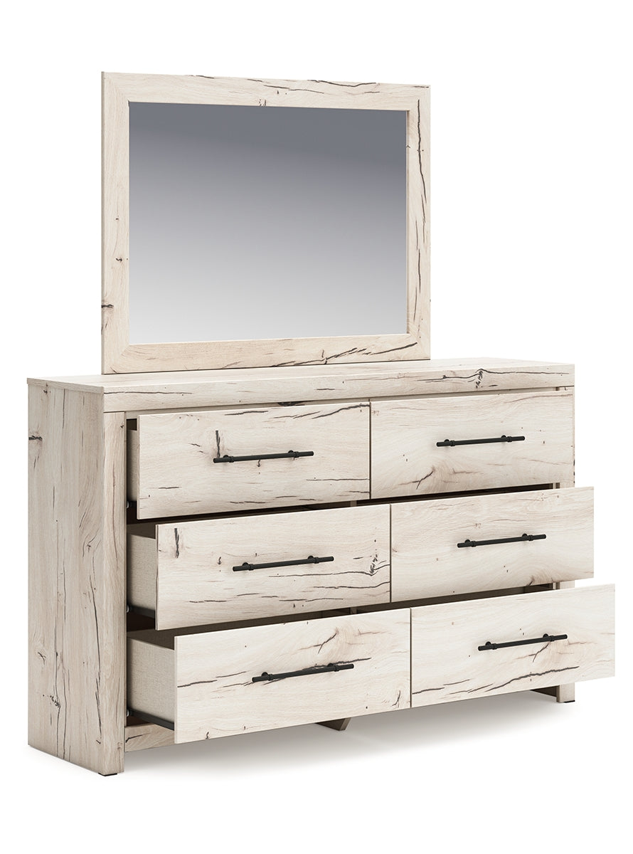 Lawroy King Panel Storage Bed with Mirrored Dresser, Chest and Nightstand