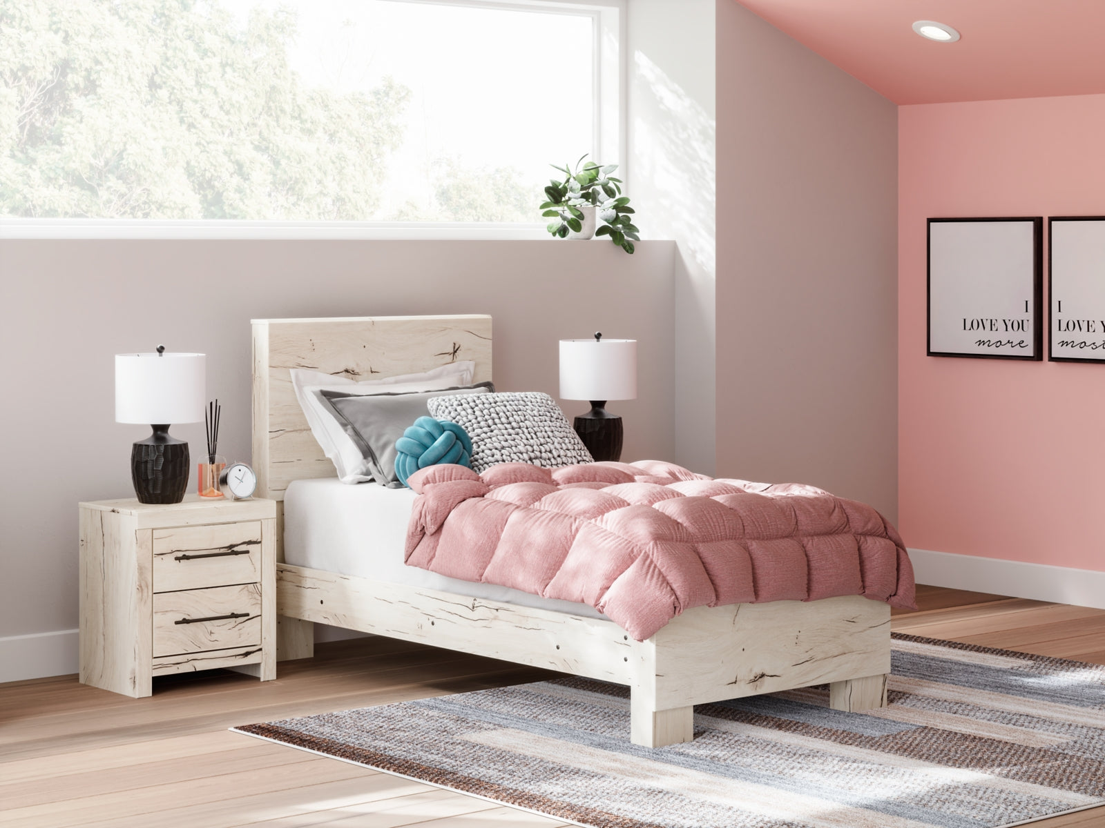 Lawroy Twin Panel Bed with Dresser and 2 Nightstands