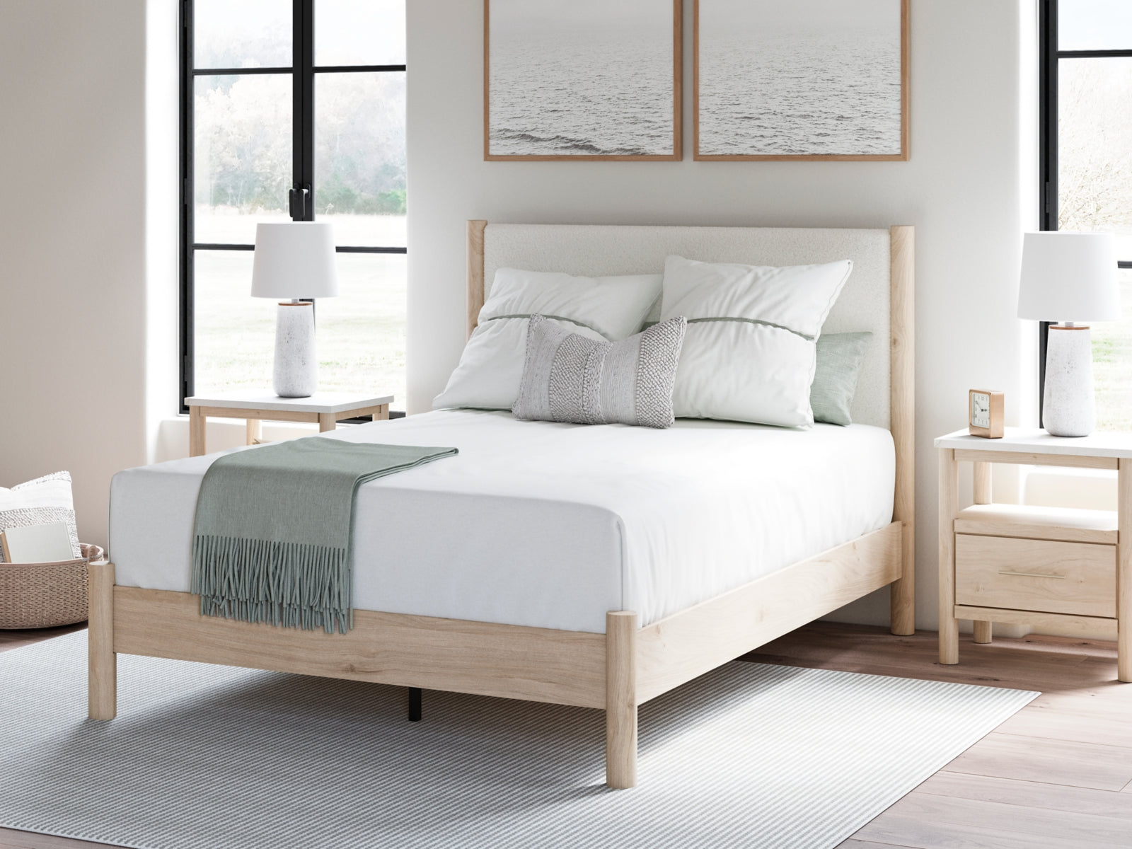 Cadmori Queen Upholstered Panel Bed with Dresser