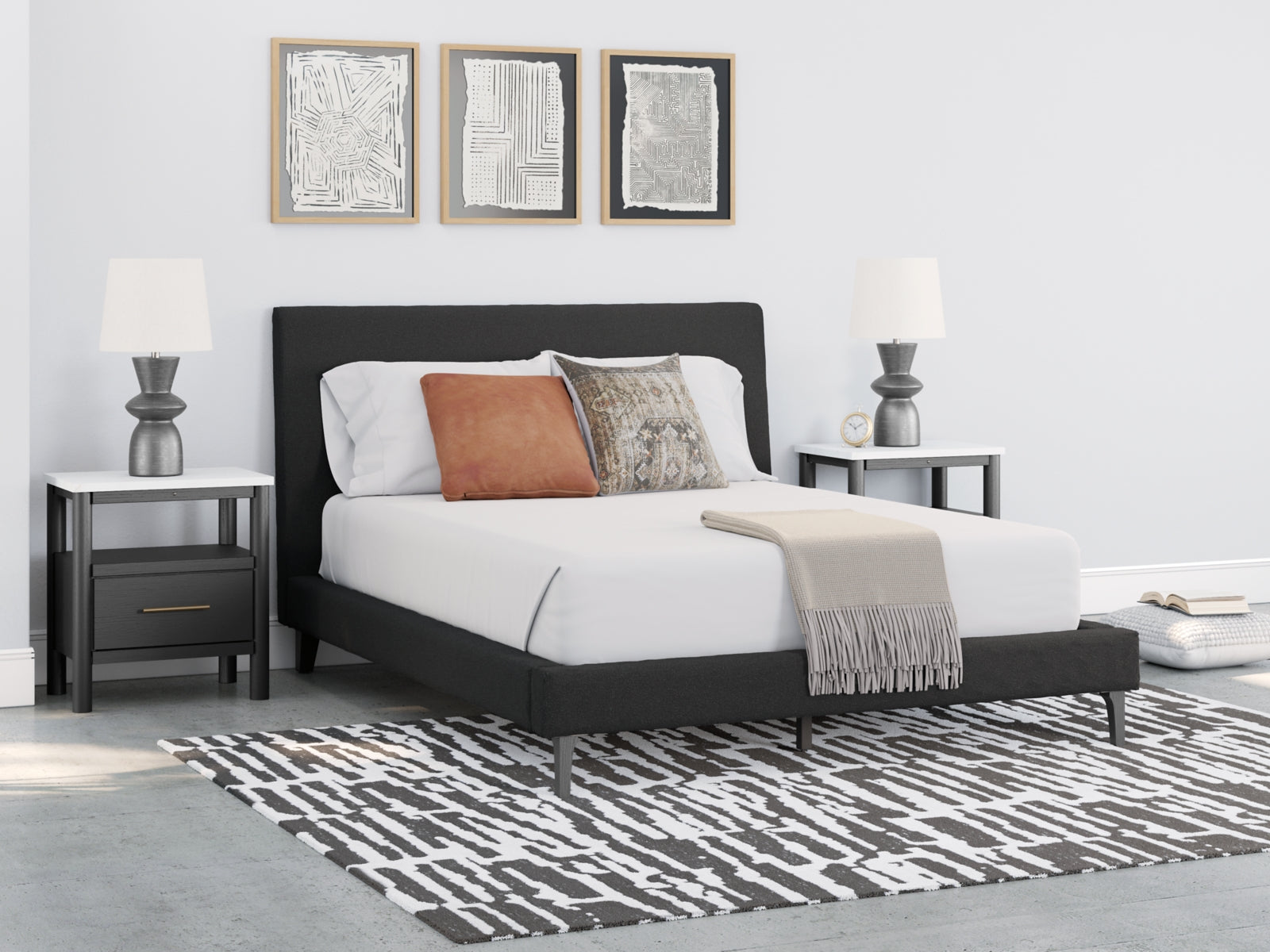 Cadmori Queen Upholstered Bed with Roll Slats