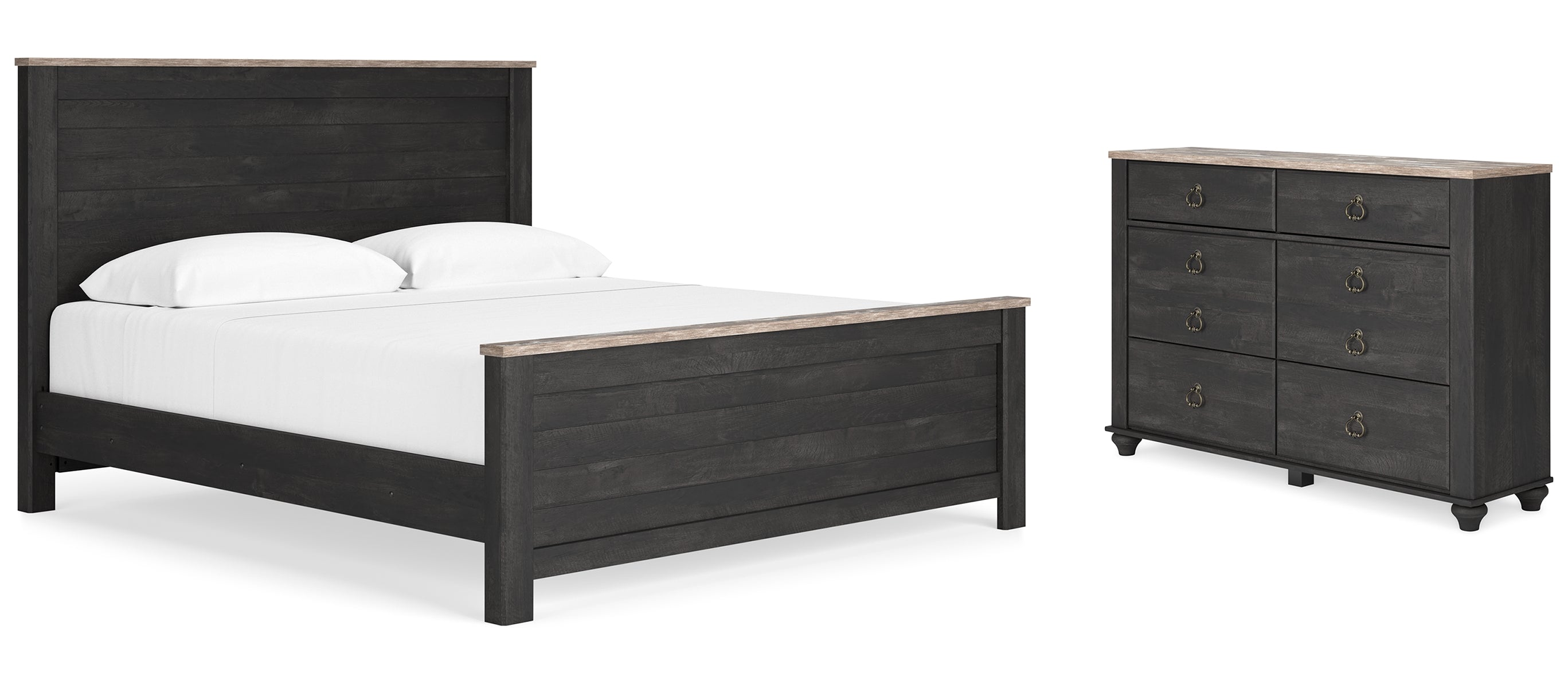 Nanforth King Panel Bed with Dresser