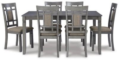 Contemporary Charcoal 7-Piece Dining Set with Lattice-Back Chairs