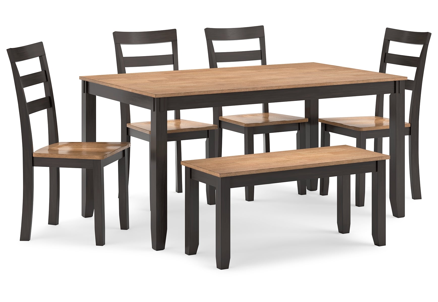 Gesthaven Dining Table with 4 Chairs and Bench (Set of 6)