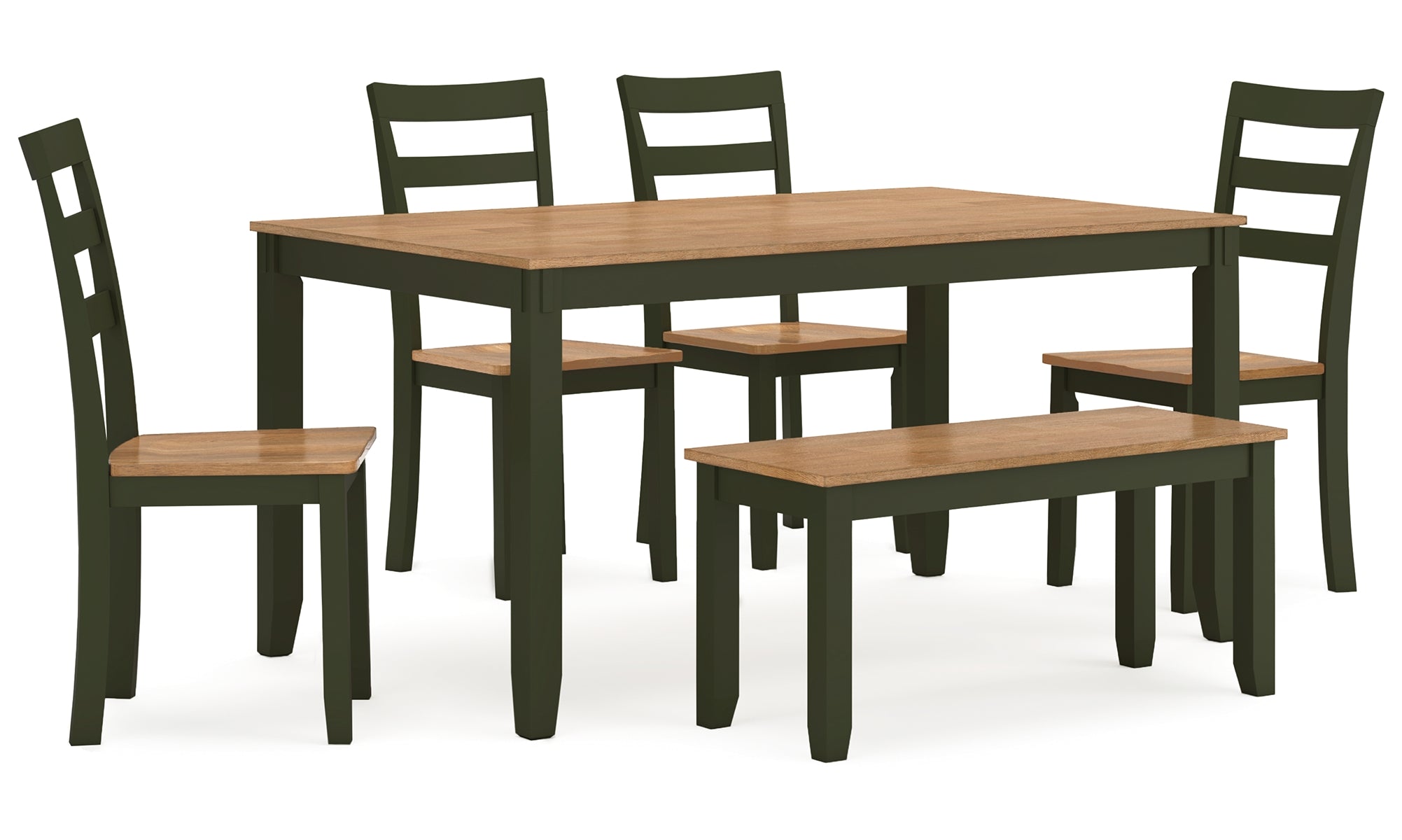 Gesthaven Dining Table with 4 Chairs and Bench (Set of 6)