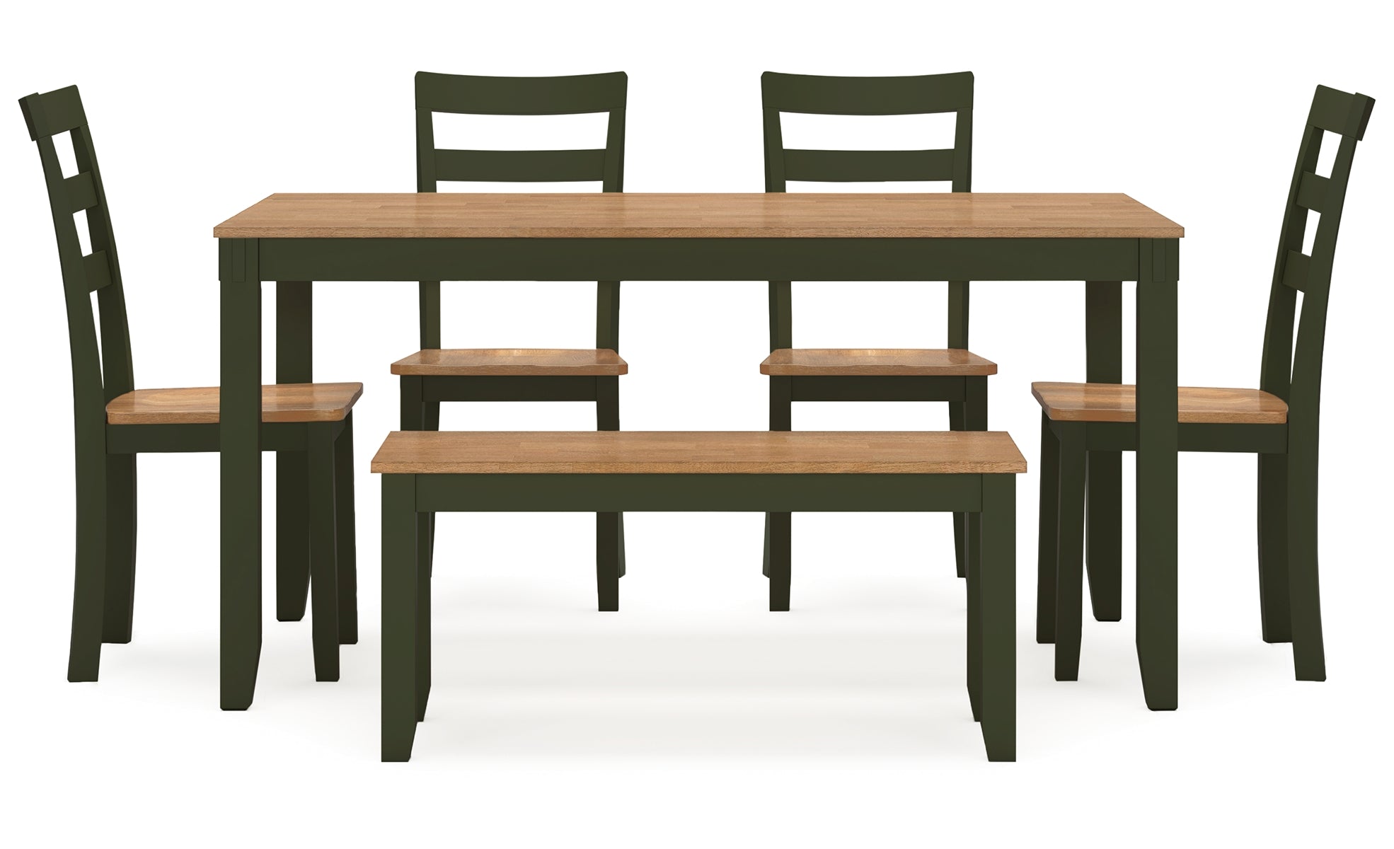 Gesthaven Dining Table with 4 Chairs and Bench (Set of 6)