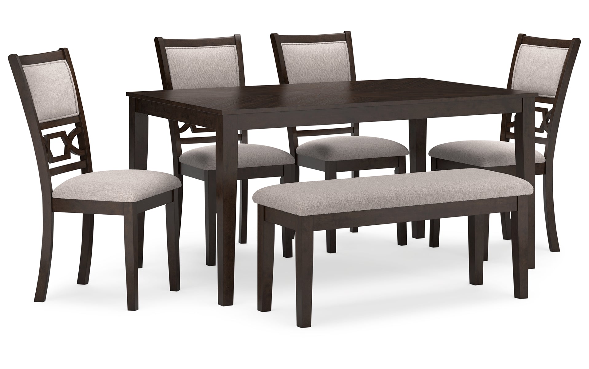 Langwest Dining Table and 4 Chairs and Bench (Set of 6)