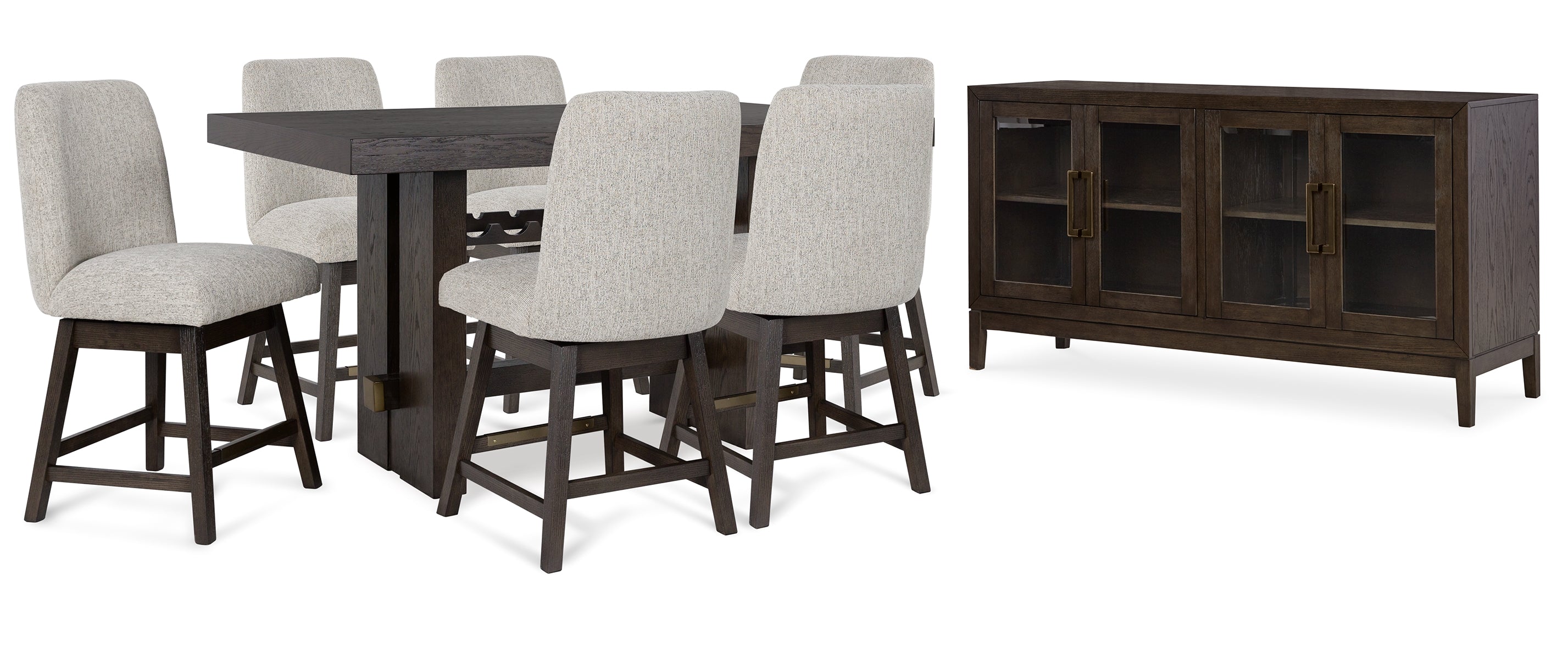 Burkhaus Counter Height Dining Table and 6 Barstools with Storage