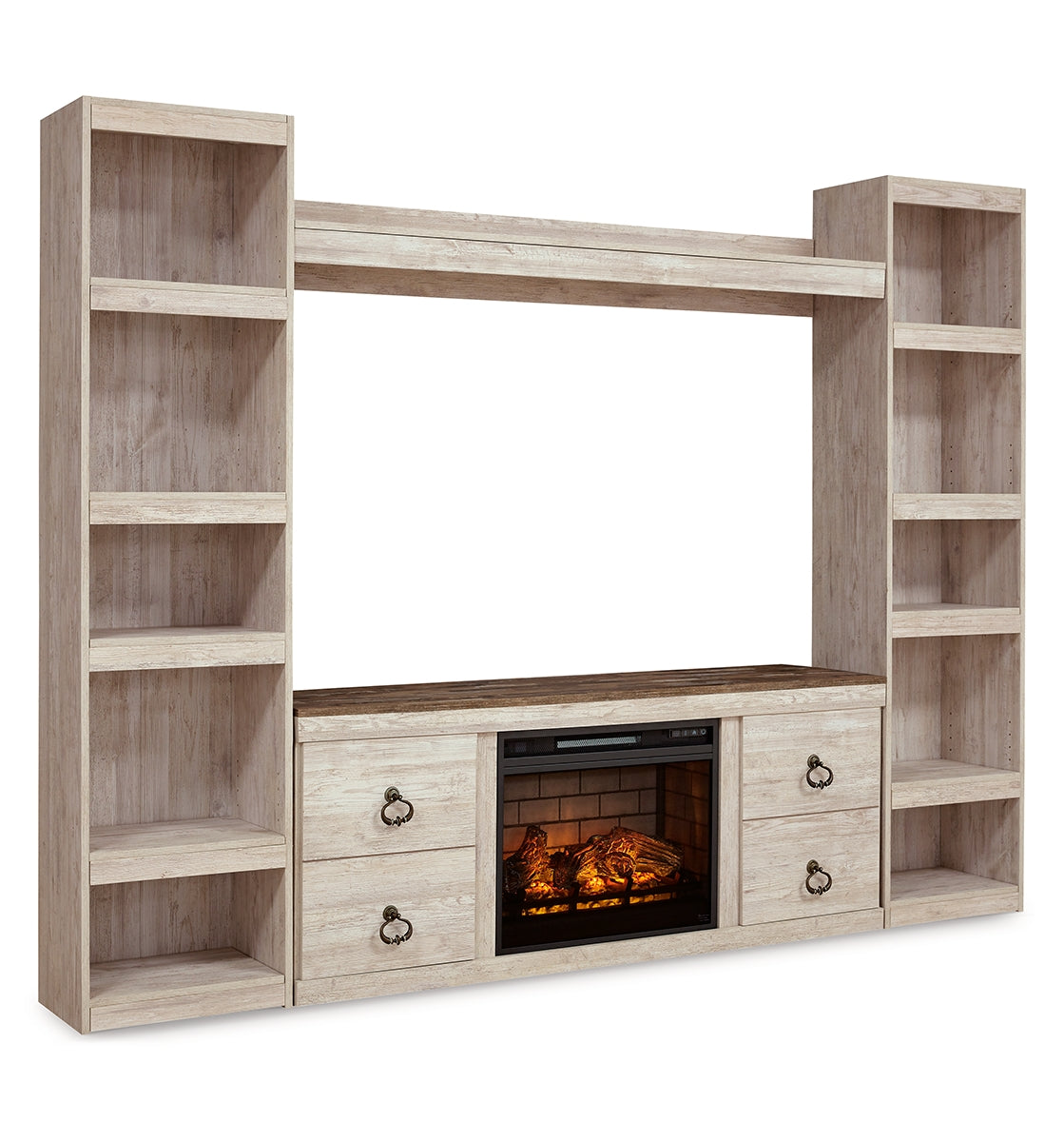 Willowton 4-Piece Entertainment Center with Electric Fireplace