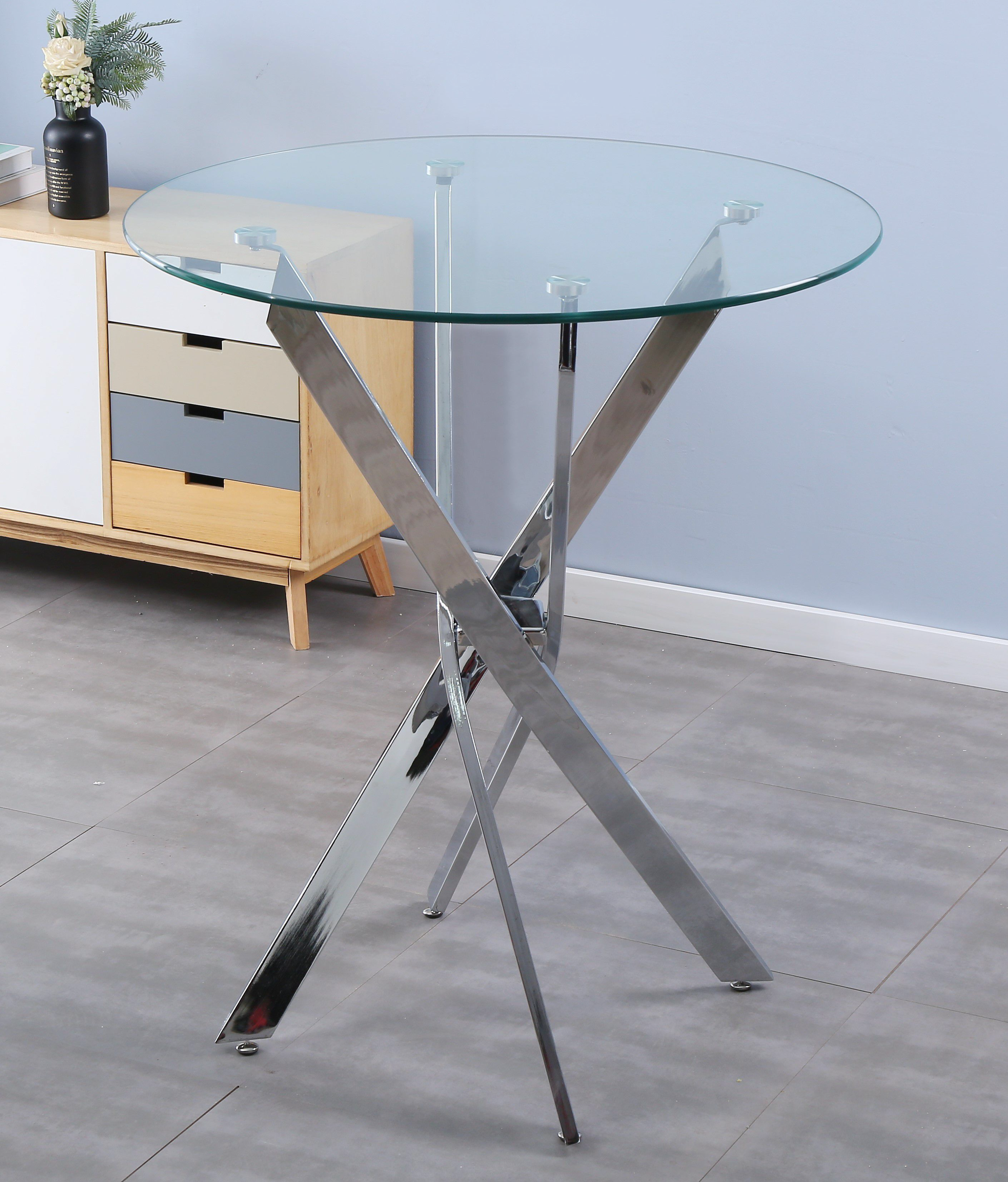 Chic Genie Glass Top Bar Table with Ron Barstool