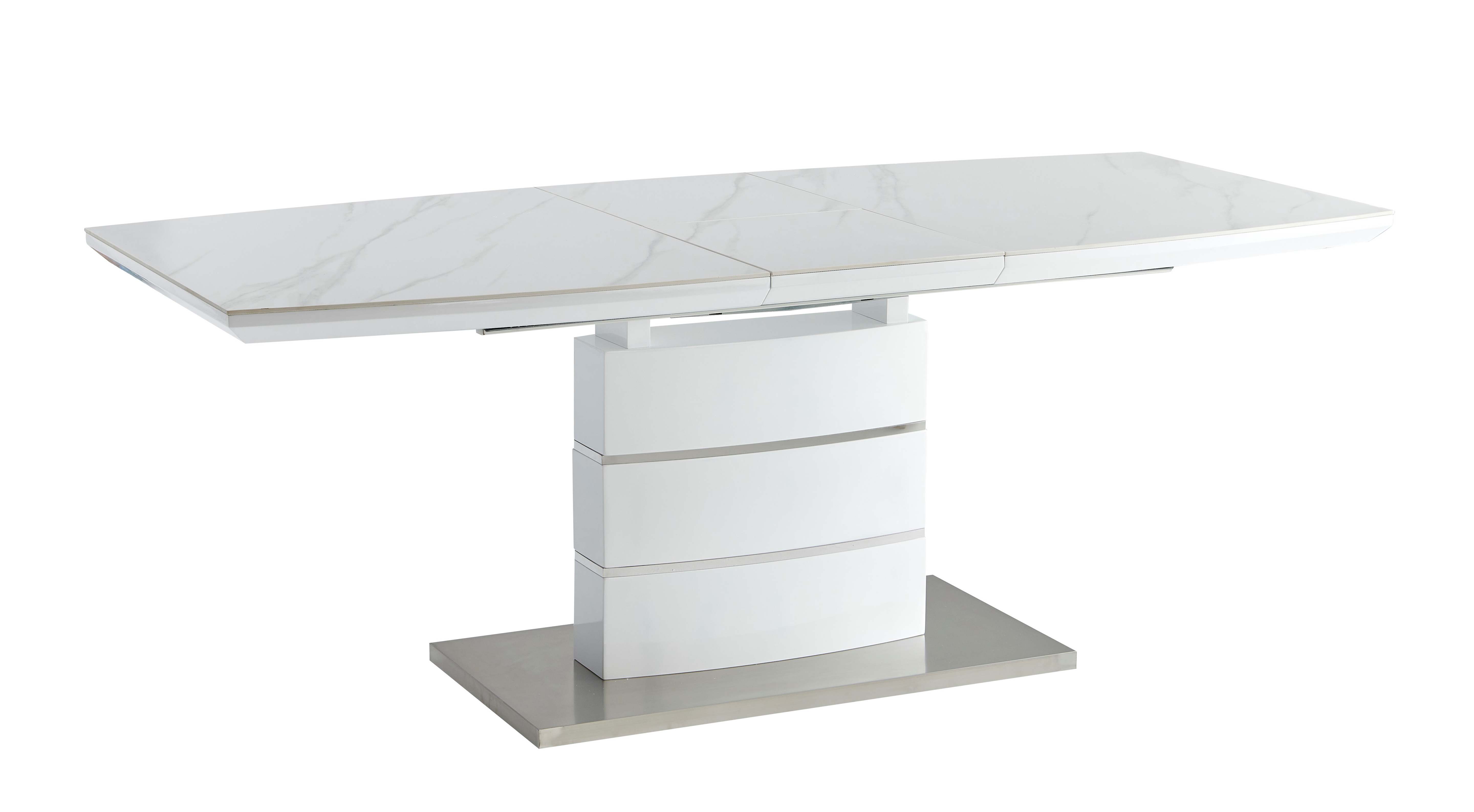 Elegant Extendable White Marble Dining Table with Sleek Base