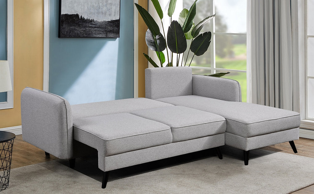 Contemporary Grey Sofa Bed Sectional with Left Hand Facing Chaise