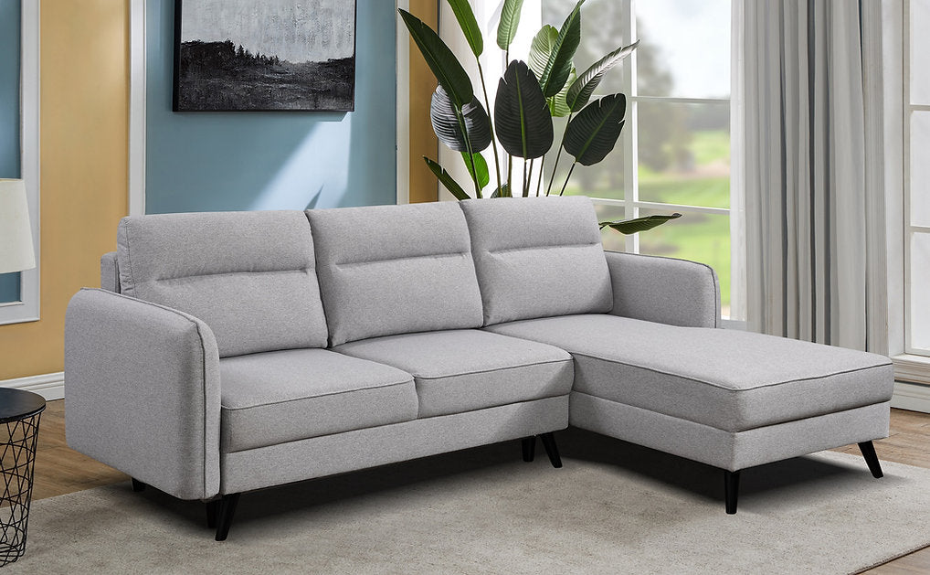 Contemporary Grey Sofa Bed Sectional with Left Hand Facing Chaise