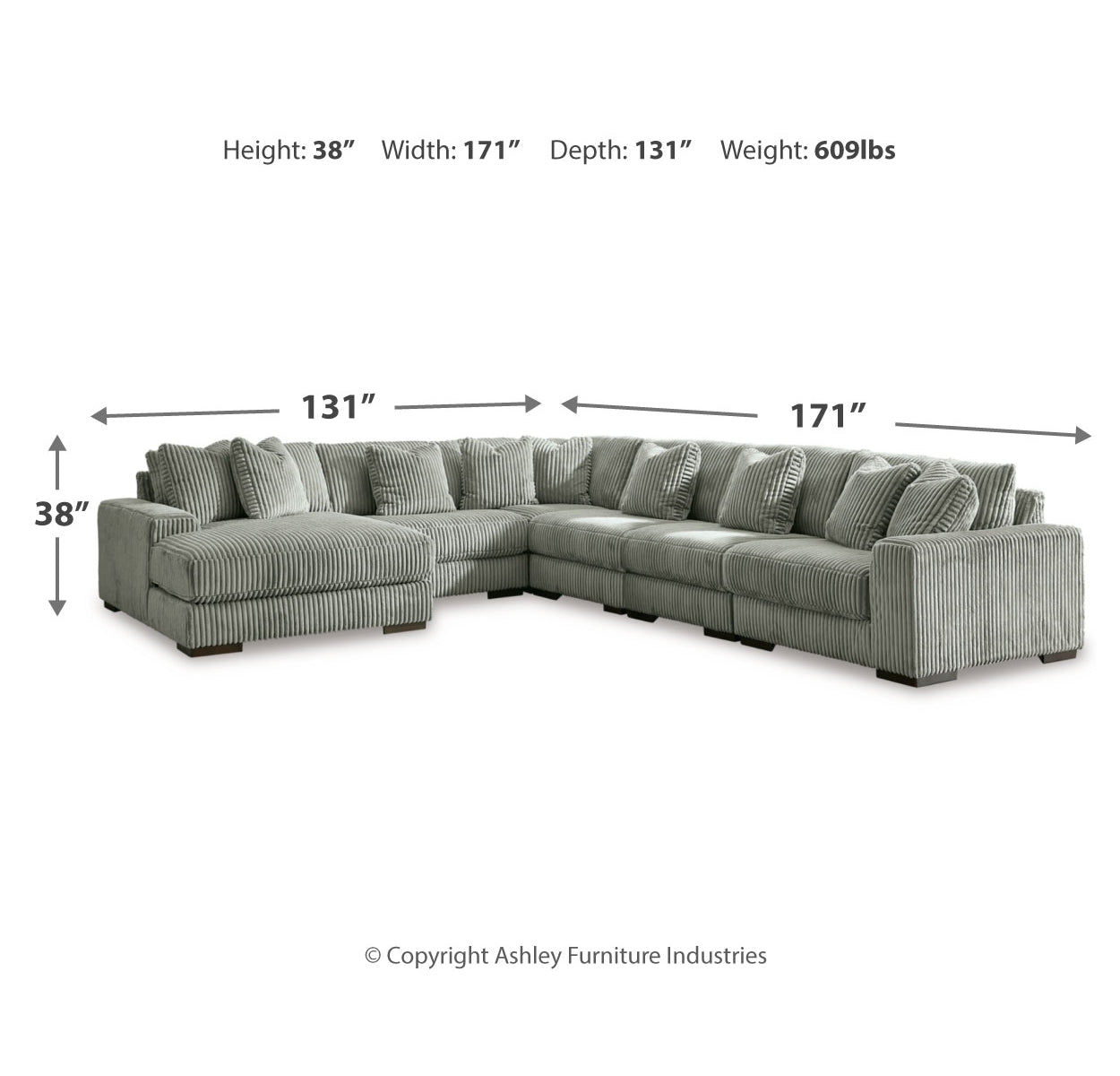 Lindyn 6-Piece Sectional with Ottoman