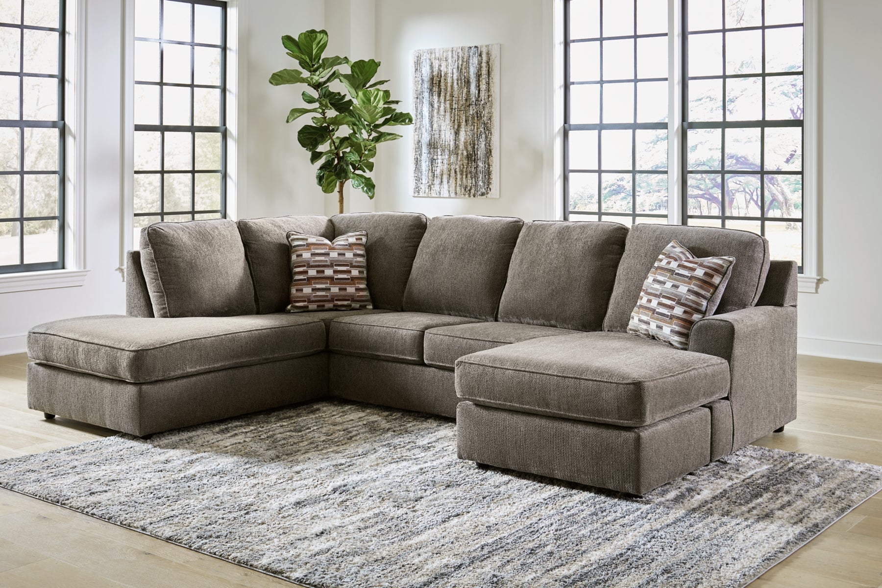 2 piece deals sectional with ottoman