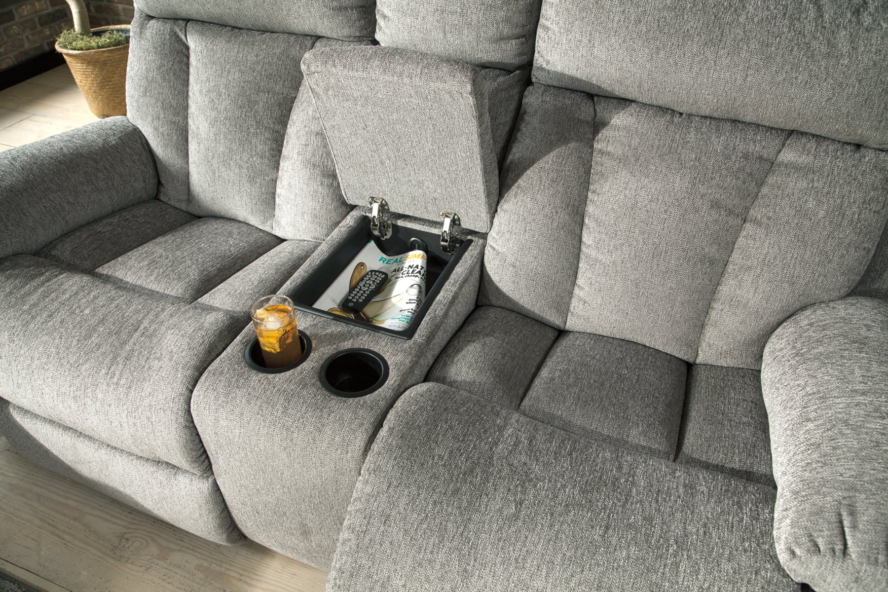 Mitchiner reclining sofa discount with drop down table