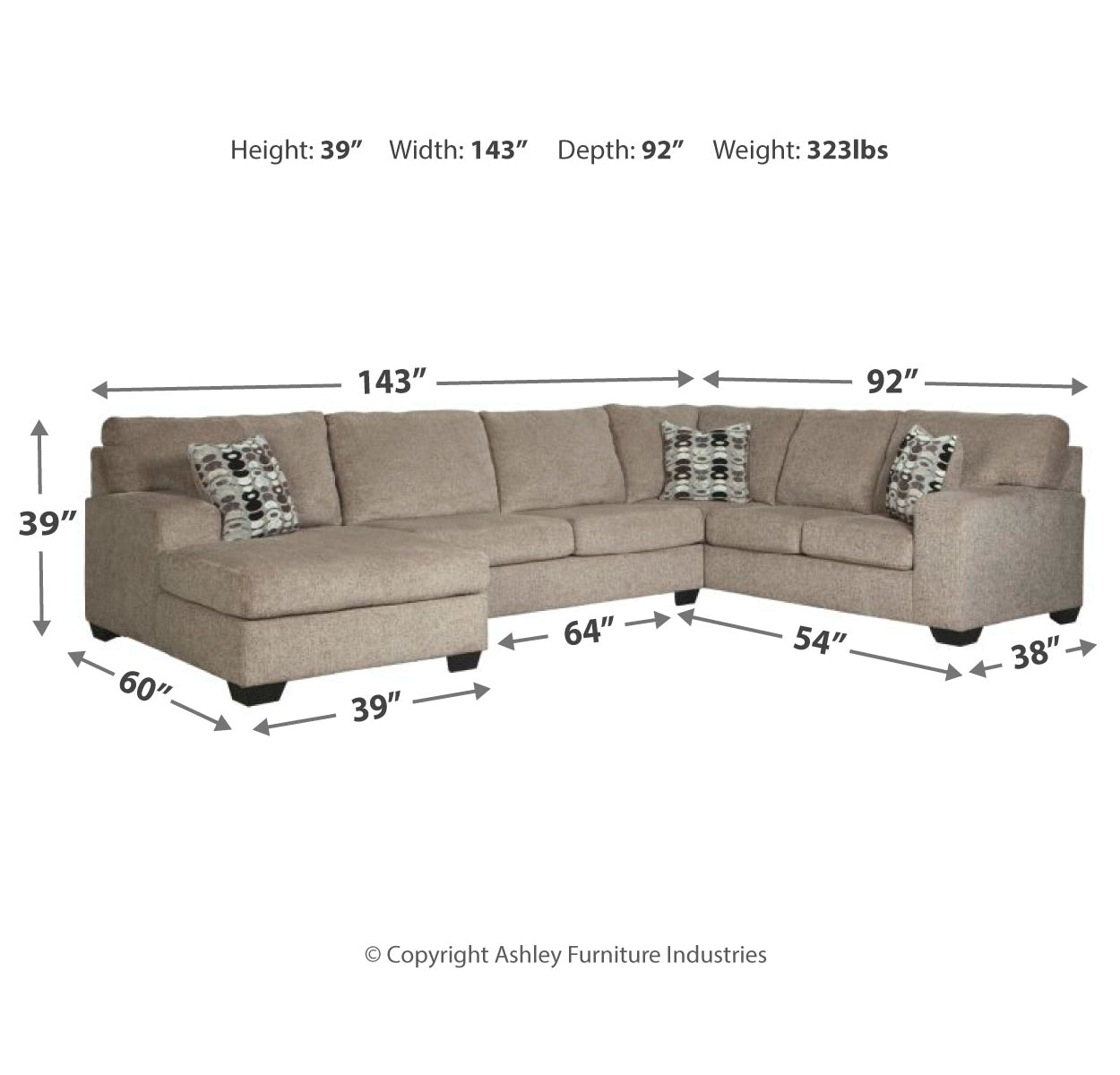 Ballinasloe 3-Piece Sectional with Chaise